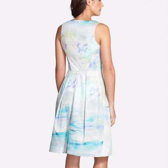 NWT $380‎ Kay Unger Watercolor Print A-Line Dress [SZ 8 ] - Picture 4 of 5